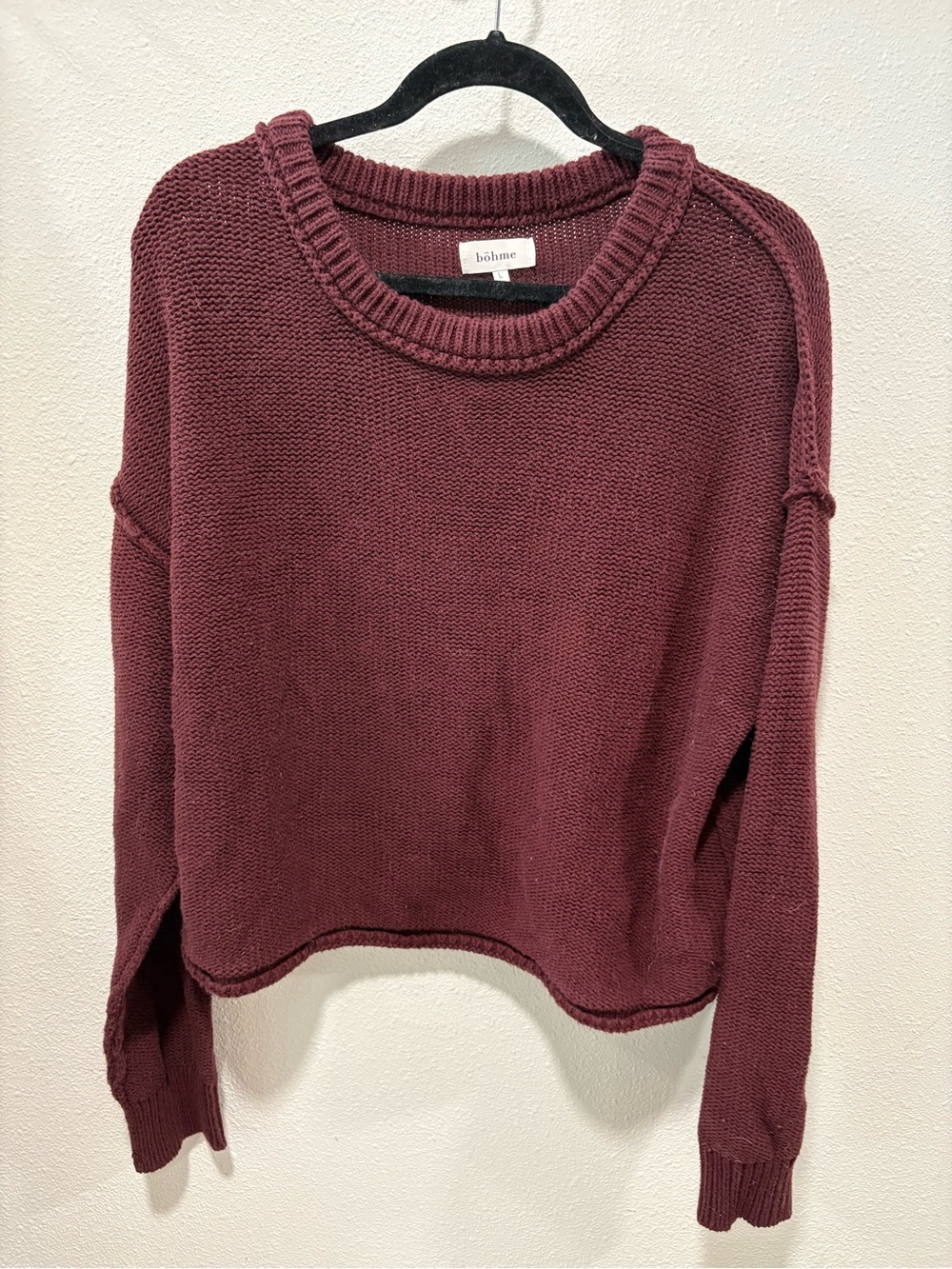 bohme Wine-Red Crewneck Knit Sweater
